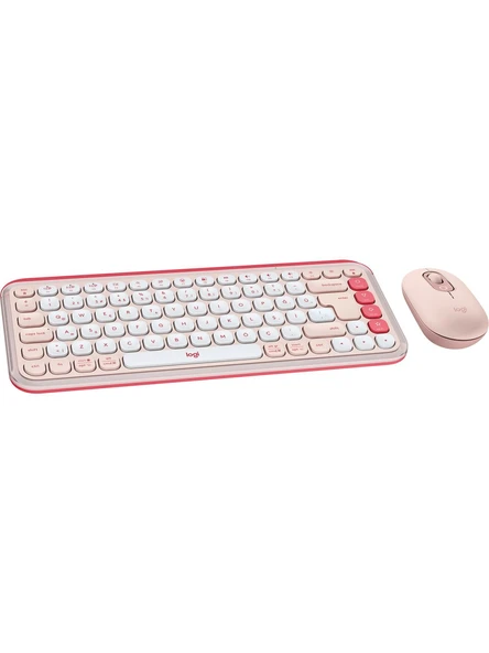 Logitech Pop Icon Combo 920-013077 Pembe Kablosuz Klavye Mouse Seti