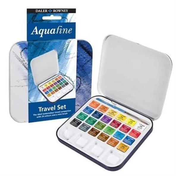 Daler Rowney Aquafine Seyahat Seti 24 Yarım Boy Metal Kutu ürün görseli 1