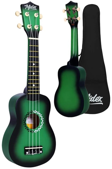 Midex UKX-500GR Sunburs Efektli Maun Soprano Ukulele Full Set - 3