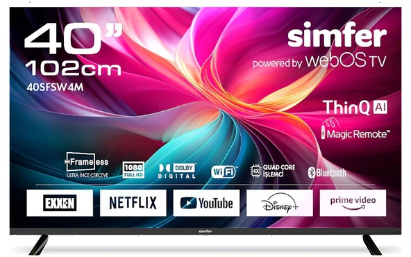 Simfer 40SFSW4M Full HD 40" 102 Ekran Uydu Alıcılı Smart LED TV