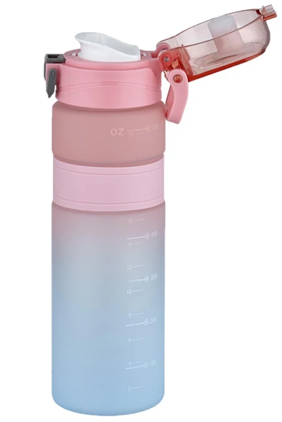 Vagonlife Çift Renk 800ml Kaydırmaz Silikon Gövde Rahat İçim-Pipetsiz- Motivasyon Su Matarası - 3