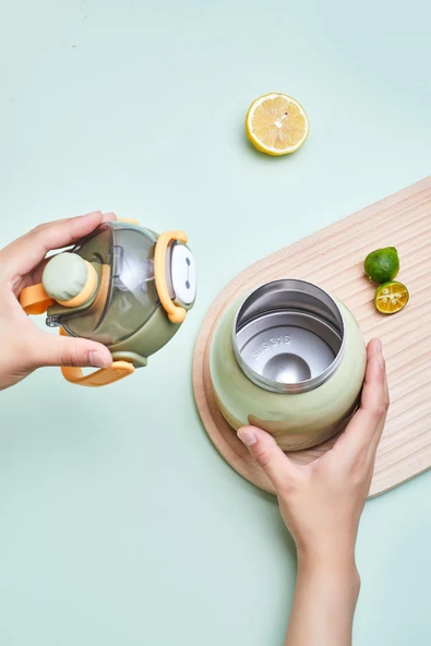 Rovco 1000ml Çelik Termos Çift Kullanım Pipetli/ Rahat İçim Askılı Sticker Hediyeli 6 saat yalıtım - 8