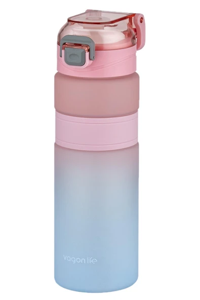 Vagonlife Çift Renk 800ml Kaydırmaz Silikon Gövde Rahat İçim-Pipetsiz- Motivasyon Su Matarası - 2