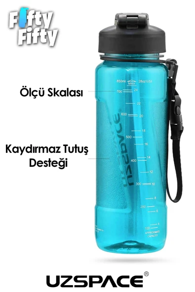Uzspace FiftyFifty PİPETLİ  MEGA BOY 1500ml Tritan Su Matarası - 5