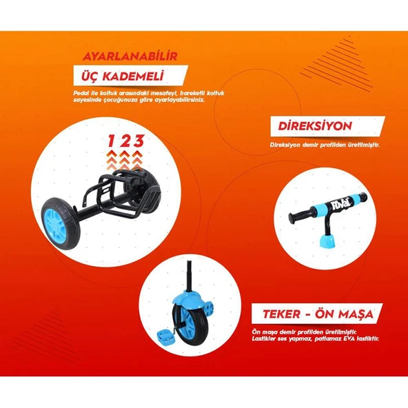 Rival Rv503 Volt 3 Tekerlekli Eva Teker Patlamaz Ses Yapmaz Çocuk Bisikleti Kırmızı - 5