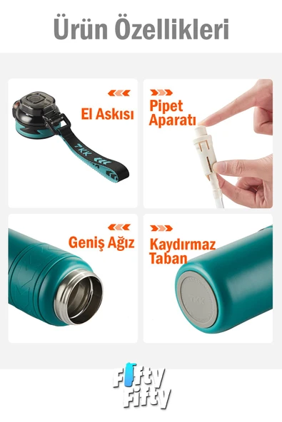 TKK 900 ML Çelik Termos Çift Kullanım Pipetli/Rahat İçim -12/24 Sıcak-Soğuk- Yalıtım -TKK2025900ML - 5