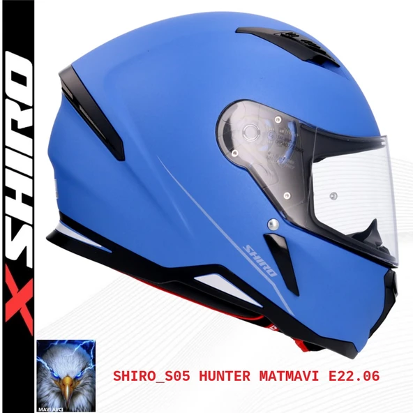 SHIRO KASK FULLFACE HUNTER M.C MAT MAVİ XL 6162