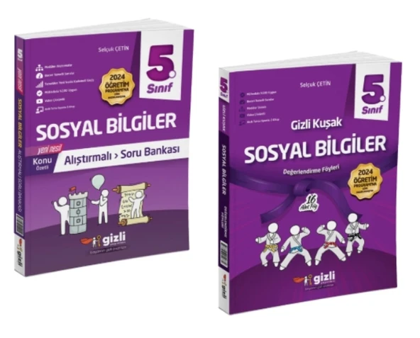 GİZLİ YAYINLARI 5.SINIF SOSYAL BİLGİLER ALIŞTIRMALI SORU BANKASI - SOSYAL BİLGİLER GİZLİ KUŞAK DEĞERLENDİRME FÖYLERİ