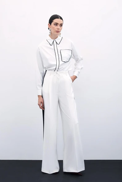 Cep Detaylı Salaş Gömlek - Ekru - 4