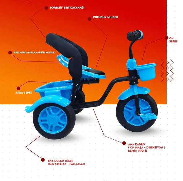 Rival Rv503 Volt 3 Tekerlekli Eva Teker Patlamaz Ses Yapmaz Çocuk Bisikleti Siyah - 3