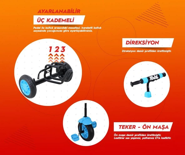 Rival Rv503 Volt 3 Tekerlekli Eva Teker Patlamaz Ses Yapmaz Çocuk Bisikleti Siyah - 5