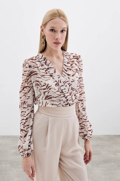 Puantiye Dokulu Bodysuit - Kahve - 2