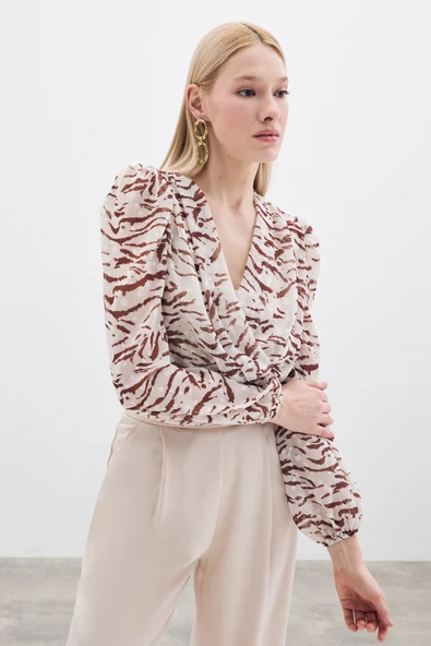 Puantiye Dokulu Bodysuit - Kahve - 3