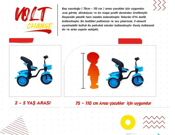Rival Rv503 Volt 3 Tekerlekli Eva Teker Patlamaz Ses Yapmaz Çocuk Bisikleti Siyah - 2
