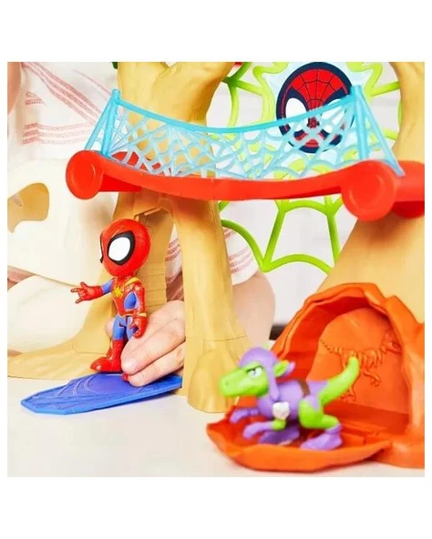 Spidey and His Amazing Friends Marvel Spider-Man Dino Webs Treehouse F9477 - Resim 3