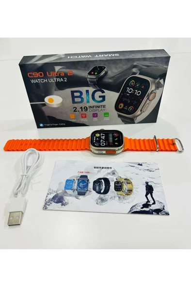 Defne Star Akıllı Saat Bluetooth Lu Tüm Telefonlarla Uyumlu 2.19 Inç 150mah Uw13l C90 Ultra - 3