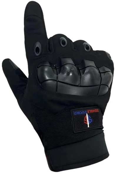 Single Sword Tam Parmak Dokunmatik Özellikli Destekli Taktik Motorcu Eldiveni - 8