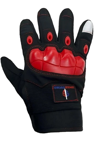 Single Sword Tam Parmak Dokunmatik Özellikli Destekli Taktik Motorcu Eldiveni
