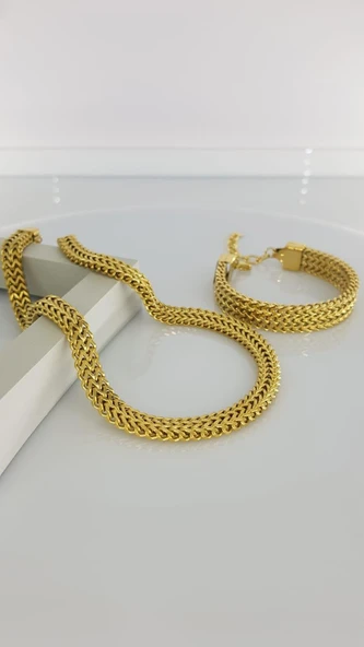 Kalın Örgü Çelik Takı Seti Sns504 ürün görseli