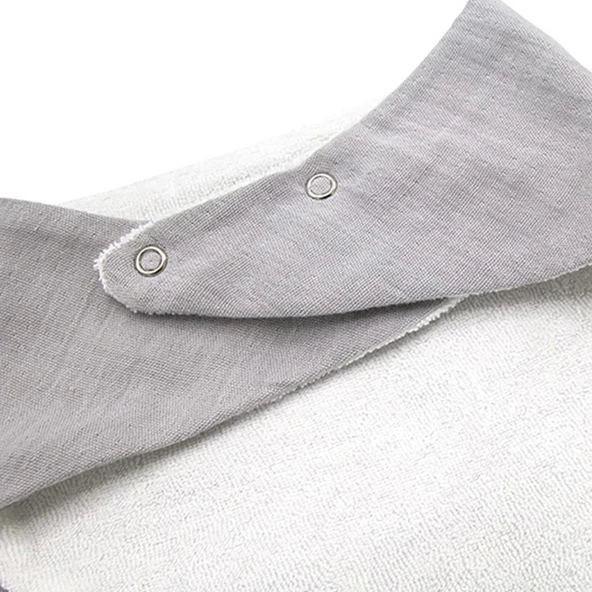 Nessiworld   Ahşap Diş Kaşıyıcılı Bürümcük Müslin Önlük 736 Gri - Resim 3