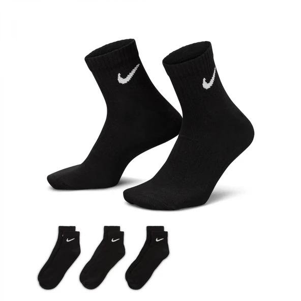 NIKE EVERYDAY LIGHTWEIGHT PERFORMAS COTTON ANKLE HALF SOCKS  3lü Paket siyah çorap - 2