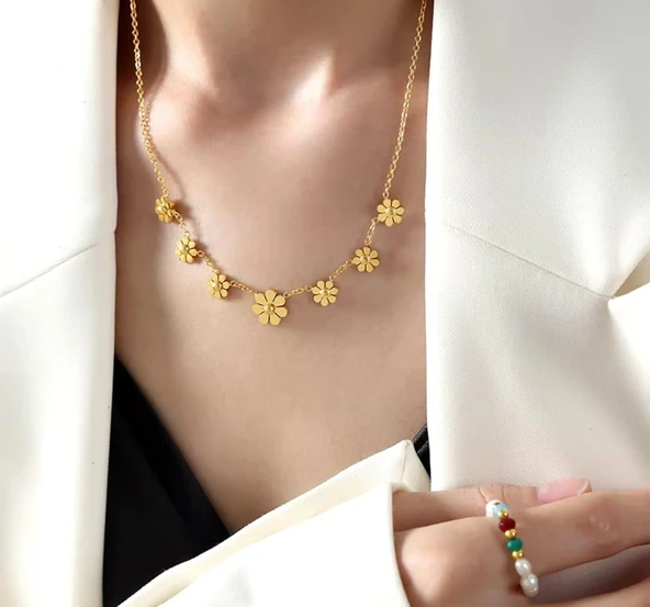 Çiçek Çelik Takı Seti Sns501 - Resim 3