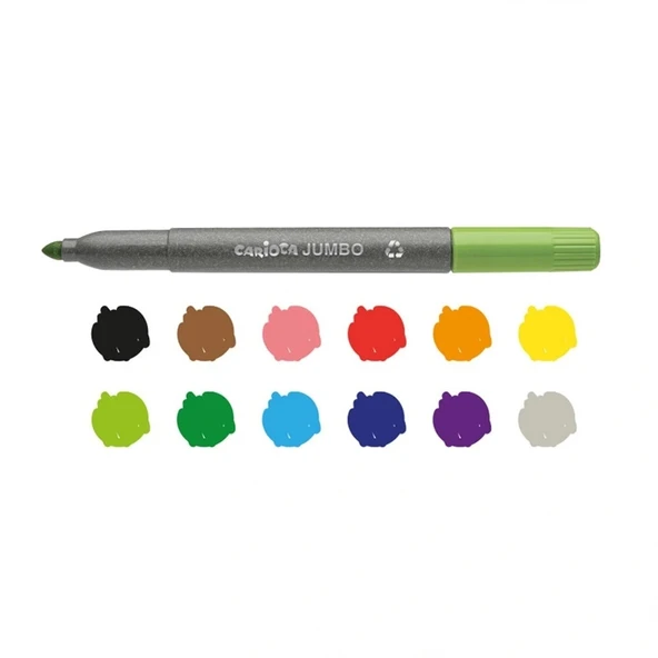 Nessiworld Carioca Eco Family Jumbo Süper Yıkanabilir Keçeli Boya Kalemi 12'Li - 2