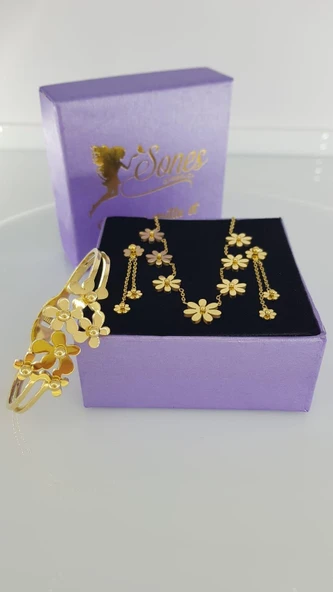 Çiçek Çelik Takı Seti Sns501 - Resim 2