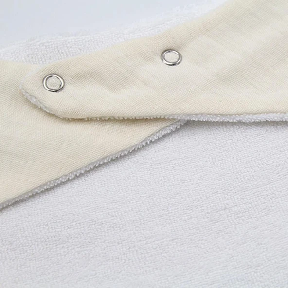 Nessiworld   Ahşap Diş Kaşıyıcılı Bürümcük Müslin Önlük 736 Ekru - Resim 5