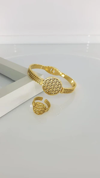 Yaşam Çiçeği Çelik Kelepçe Yüzük 319 ürün görseli