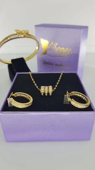 HEDİYE Gold Çelik Takı Seti 311 - Resim 2