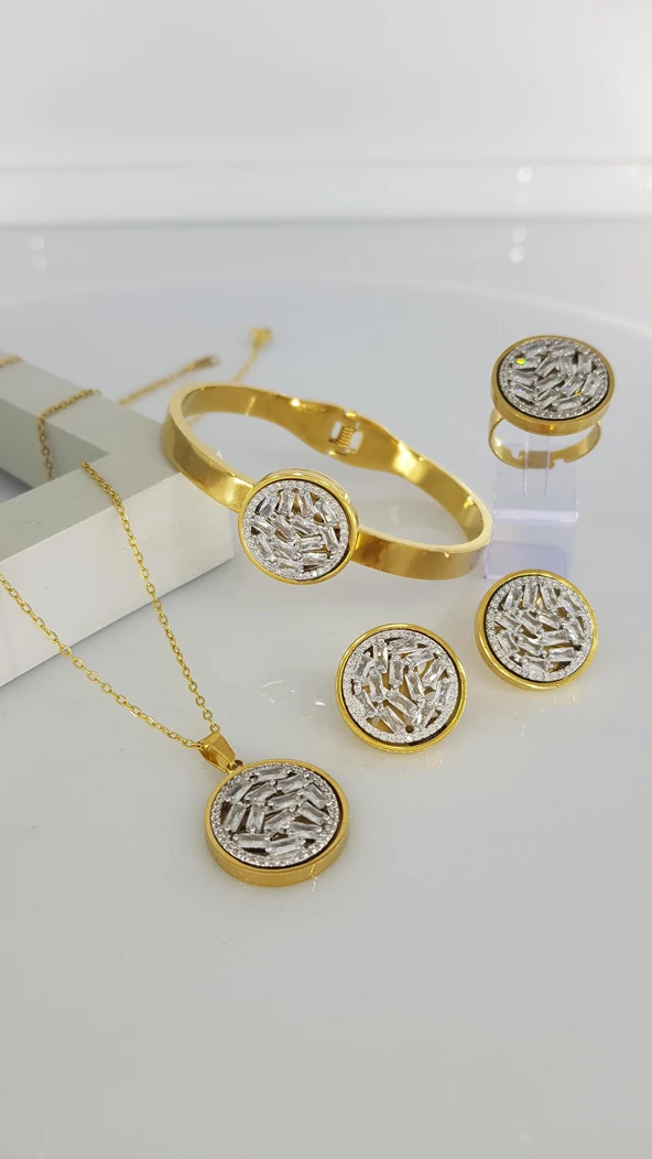 Moon 4lü Hediye Çelik Takı Seti Sns16 - Resim 2