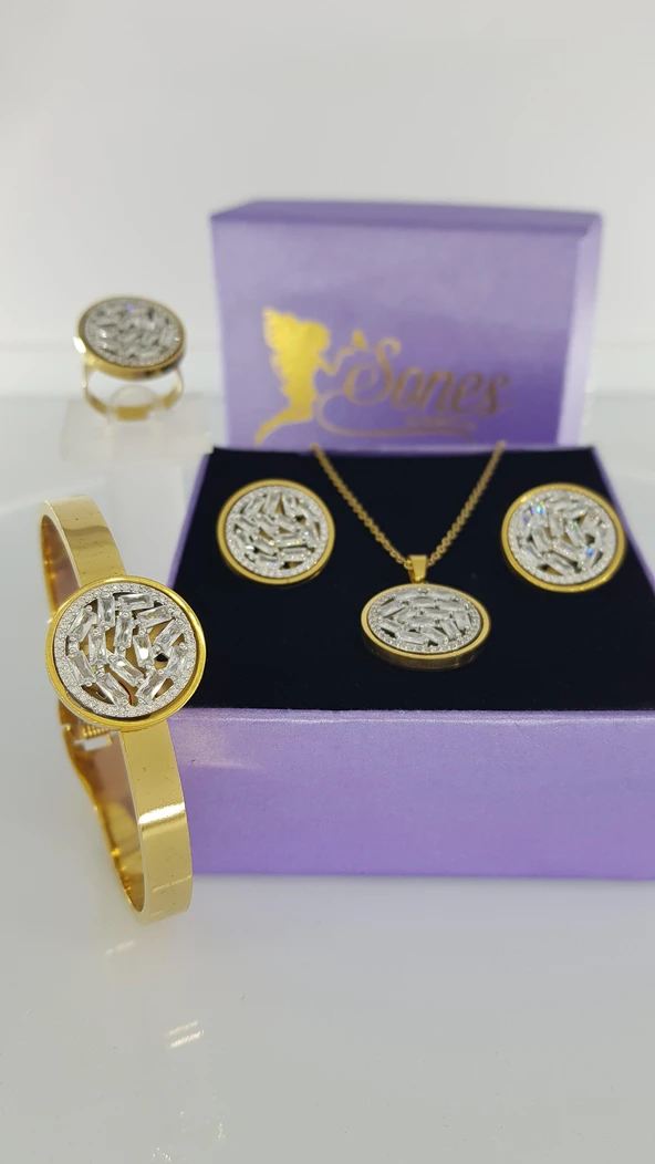 Moon 4lü Hediye Çelik Takı Seti Sns16 ürün görseli