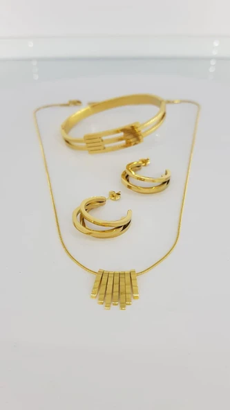 Kaburga Gold Çelik Takı Seti Sns50026871 ürün görseli