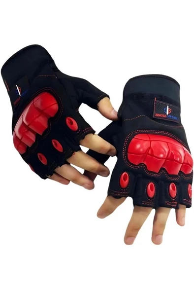 Single Sword Yarım Parmak Destekli Motorcu&Bisiklet Eldiveni