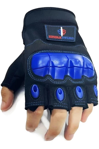 Single Sword Yarım Parmak Destekli Motorcu&Bisiklet Eldiveni - 8
