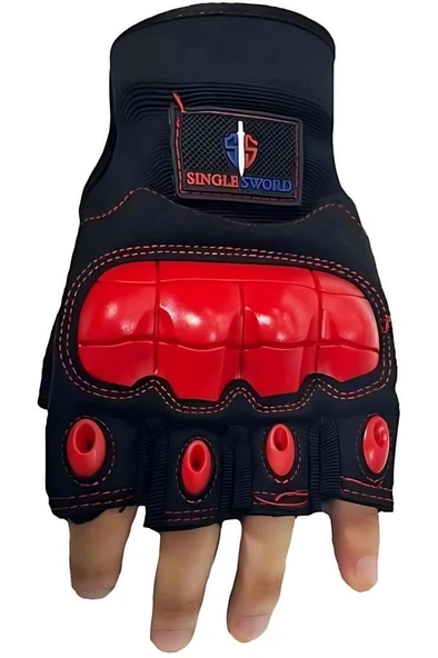 Single Sword Yarım Parmak Destekli Motorcu&Bisiklet Eldiveni - 5