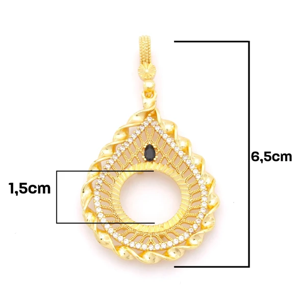 Çeyrek Altın Çerçeveli Kolye Ucu Altın Kaplama TGR-674 - Resim 3