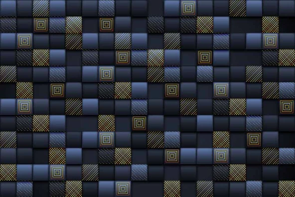 Lacivert 3 Boyutlu 3D Kare Duvar Kağıdı - Resim 7