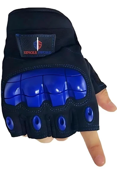 Single Sword Yarım Parmak Destekli Motorcu&Bisiklet Eldiveni - 9