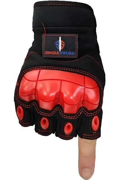Single Sword Yarım Parmak Destekli Motorcu&Bisiklet Eldiveni - 4