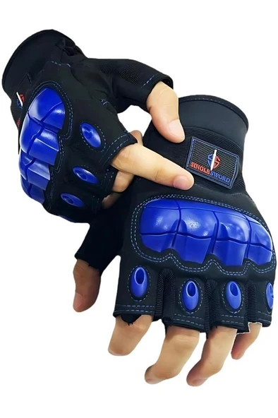 Single Sword Yarım Parmak Destekli Motorcu&Bisiklet Eldiveni - 6