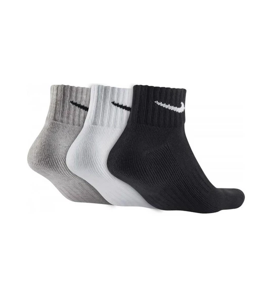 NIKE EVERYDAY LIGHTWEIGHT PERFORMAS COTTON ANKLE HALF SOCKS  3 lü Paket Siyah Gri Beyaz Çorap - 2