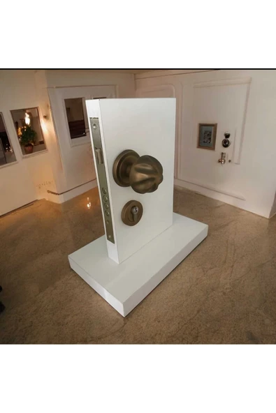 Osmanli Mat Antik Sarı Çelik Kapı Kolu Sol Basar + Mevlana Kapı Tokmağı Ve Rozeti - Resim 5