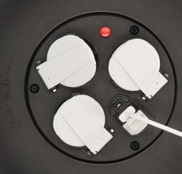 Brennenstuhl Vario Line 2 USB IQ Hızlı Şarj Özellikli 3 Soketli Kaçak ve Ani Isınma Sigorta Şalterli 10 M. Makaralı Kablo - Resim 5