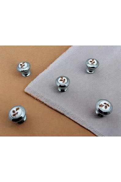 Krom Porselen Dolap Çekmece Kulpu Tek Delik Düğme 5 Adet - 4