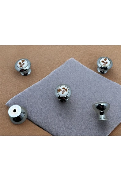 Krom Porselen Dolap Çekmece Kulpu Tek Delik Düğme 5 Adet