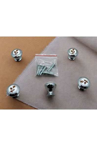 Krom Porselen Dolap Çekmece Kulpu Tek Delik Düğme 5 Adet - 2