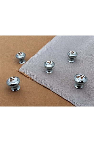 Krom Porselen Dolap Çekmece Kulpu Tek Delik Düğme 5 Adet - 3