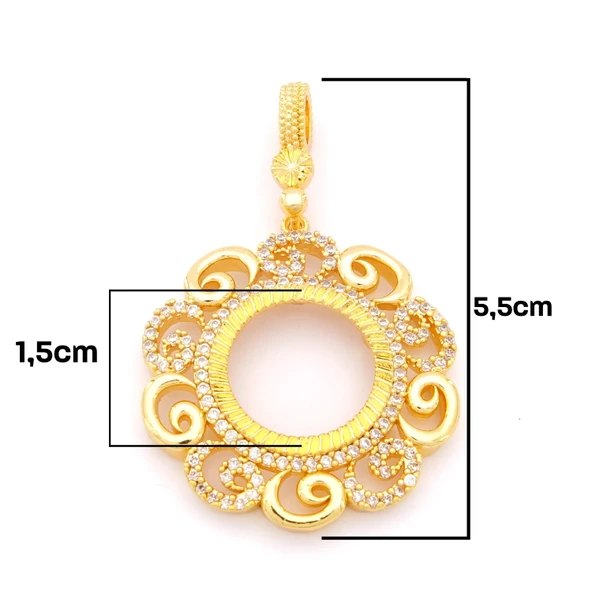 Çeyrek Altın Çerçeveli Kolye Ucu Altın Kaplama TGR-684 - Resim 3